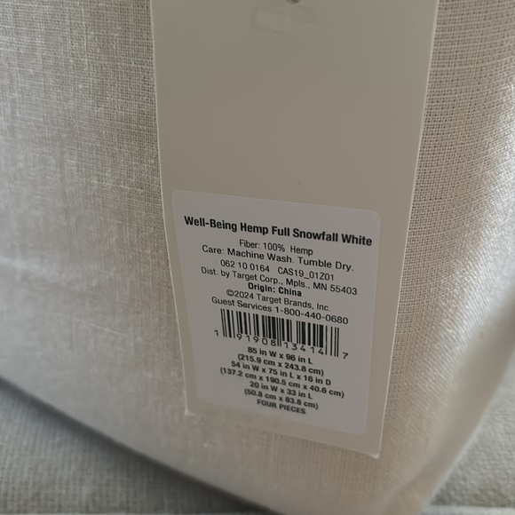❤️🔥FLASH SALE❤️🔥 CASALUNA 100% Washed Hemp Solid Sheet Set full Natural NWT - Picture 6 of 6